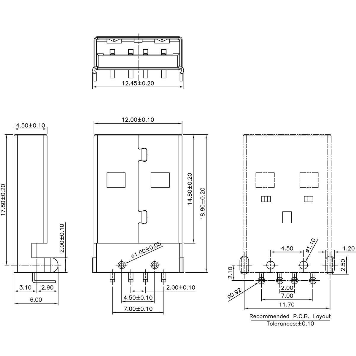 USB Type A Male Connector - Protostack